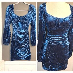 Lush Crushed‎ Velvet Blue Fairy Whimsigoth Vampire Asymmetrical PROM small